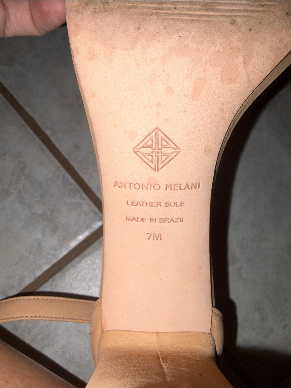 ANTONIO MELANI Blush Nude Open-Toe Ankle Strap Block Heels - Picture 5 of 6